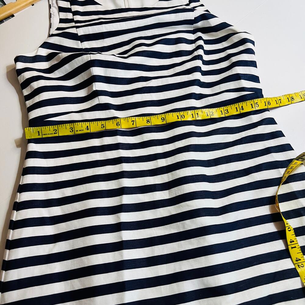 Eliza J Linen Blend Striped Tassel Hem Dress Size 6 NEW Blue White - Picture 8 of 10